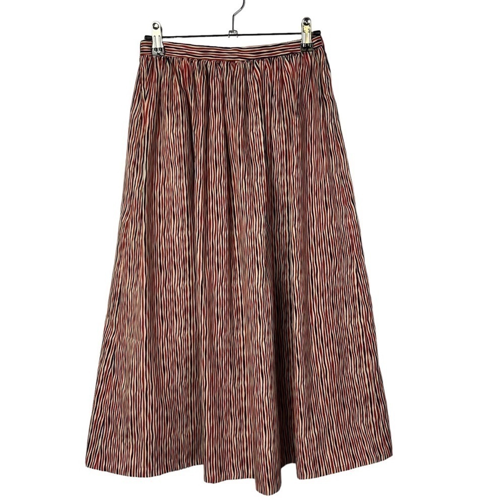 Halston Vintage Red & Blue Stripe A-Line Midi Skirt‎ 4